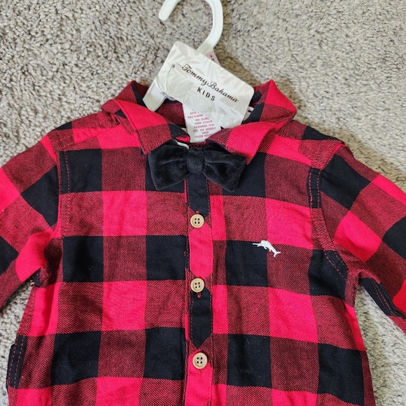 🆕Tommy Bahama Kids Red/Black Buffalo Plaid Button Up Shirt and Pants Size 24M - Picture 2 of 11